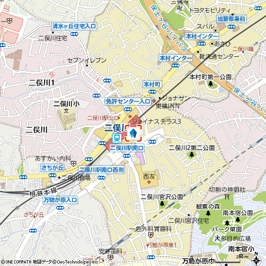二俣川支店付近の地図